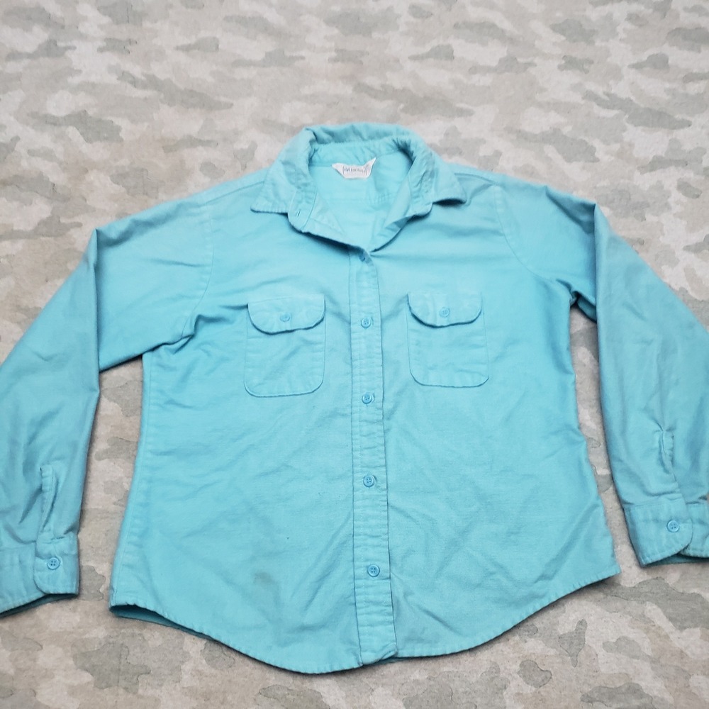 VTG Five Brother Top Womens Large Blue Chamois Flannel Long Sleeve Button-Up